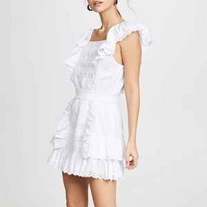 LoveShackFancy White Eyelet Ruffle Mini Dress